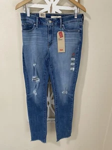 NEW LEVIS 711 SKINNY size 8 W29 L30 DISTRESSED MID RISE JEANS *J142 - Picture 1 of 9