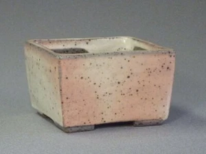 Japanese Bonsai Pot Tokoname KATAOKA MITSUE 3.9"(10cm) Glazed Square G519 - Picture 1 of 4
