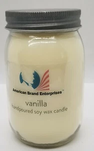 American Brand - 16oz Soy Wax Mason Jar  Sweet Vanilla Scent Candle Free Ship - Picture 1 of 12