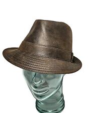 Hat Unisex Fedora Henschel Co. Costume  Brown Faux Suede Leather Med/Lg Classic 