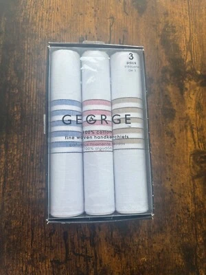 Lenços masculinos de tecido fino por George NOVO pacote com 3 100% algodão - Imagem 1 de 2