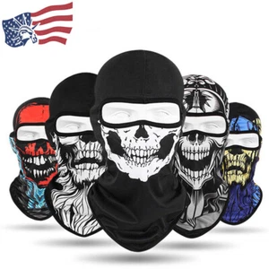 Balaclava Halloween Death Ghost Skull Face Mask Motorcycle Cycling Helmet Hood - Picture 1 of 36