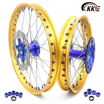 KKE 21-18" Cast Wheels Fit Yamaha YZ125 YZ250 YZ250F 2001-2015 YZ450F Gold Rims - Image 1 of 4