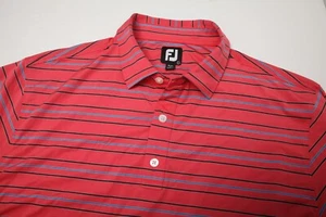 FootJoy Polo Shirt Mens Large Red Striped Short Sleeves - Picture 1 of 8