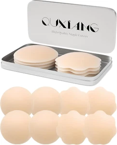 4 Pairs Pasties Women Nipple Covers Reusable Adhesive Silicone Nippleless - Picture 1 of 12