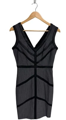 XOXO Women's Sleeveless Dark Gray & Black Striped V-Neck Bodycon Dress Size 7/8 - Image 1 of 4