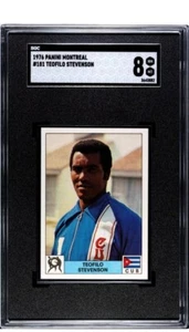 1976 Panini Montreal #181 Teofilo Stevenson Rookie Karte RC SGC 8 NM-MT POP1 Kuba - Bild 1 von 2
