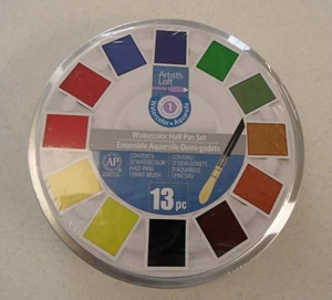 BRAND NEW & SEALED Artist's Loft 13 PC Watercolor Half Pan Set 12 Paints & Brush - Picture 1 of 2
