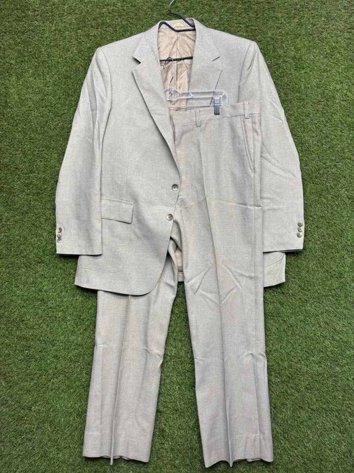 BOTANY 500 Traje Hombre 42 R Abrigo Deportivo Traje Chaqueta y Pantalones Beige Años 90 Formal Foto 1 de 4