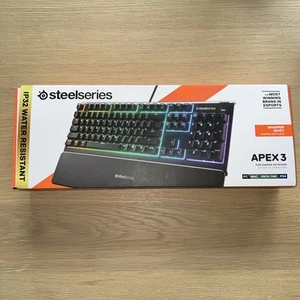 STEELSERIES 64795 HIGH WATER RESISTANT GAMING KEYBOARD APEX 3 - BLACK - Picture 1 of 2
