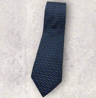 Corbata de seda TRUSSARDI ITALIA azul marino gris estribo de caballo con:3,6" usada en excelente estado Foto 1 de 4