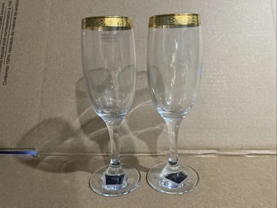 Flautas de champanhe aro dourado Circleware - Conjunto de 2 - Imagem 1 de 4