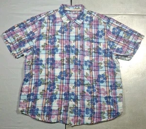 Tommy Bahama Hemd Herren XL kariert Blumen Camp Hawaii Leinenmischung Aloha Beach - Bild 1 von 9