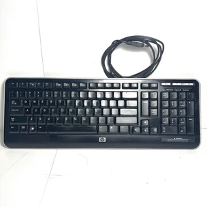 HP KU-0841 Keyboard USB w/ Volume Control Multimedia Keys Black *Legs Missing - Picture 1 of 10