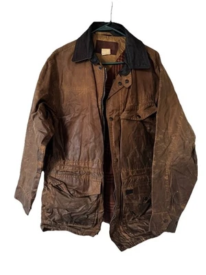 Outback Trading Company Oilskin Jacket Brown Medium Waxed Cotton Ranch Coat - Image 1 of 4