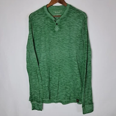 Lucky Brand Venice Burnout Henley Thermal Shirt Mens Medium Green Long Sleeve - Image 1 of 4