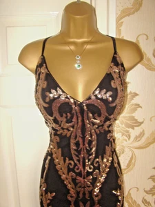 QUIZ Size 16 Black Sequin Maxi Long Evening Party Prom Dress Gown. - Picture 1 of 6