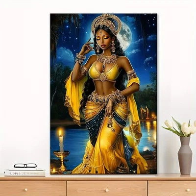 Black Elegant Sexy African Beautiful Woman Canvas Painting Print 24x16 decor - Image 1 of 4