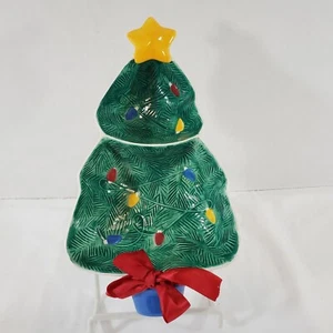 Vintage HMK Hallmark Christmas Tree Lights Candy Nut Dish Tray Star Bow - Picture 1 of 12
