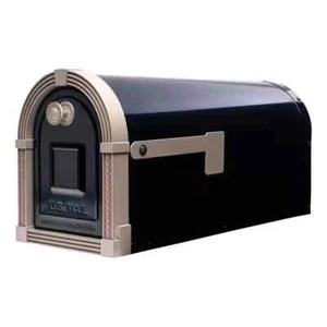 Brunswick Large, Steel, Post Mount Mailbox, Black with Brushed Nickel - Picture 1 of 8