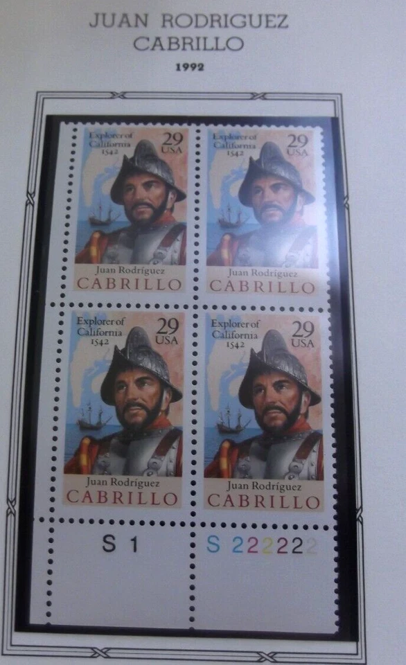 US Scott # 2704 Plate Block Of 4  Juan Rodriguez Cabrillo 29 cent lower left - Image 1 of 1