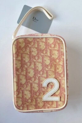 Christian Dior Trotter Monogram Canvas Pink White Wristlet Bag No.2 Vintage NIB - Image 1 of 4