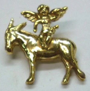 Prendedor Solapa Ángel Guardián Burro Demócrata EE. UU., Oro Pl, Gran Regalo de Campaña NUEVO - Imagen 1 de 2