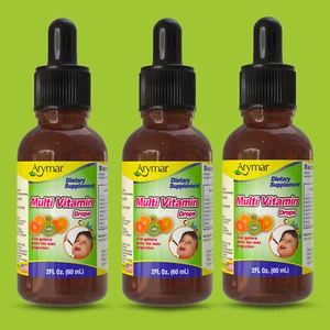 Arymar Multi Vitamin Drops for Kids, Liquid Dietary Supplement -2 fl oz (3-Pack) - Picture 1 of 7