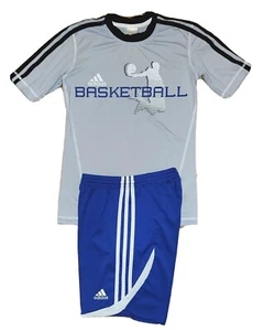 Adidas Youth Medium (10-12) Blue Clima-cool Athletic Shorts And Tshirt Outfit - Picture 1 of 8