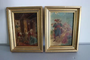 2 PETITES HUILES PEINTURE SUR PANNEAU XIXe XXe marqués C.K - Picture 1 of 8