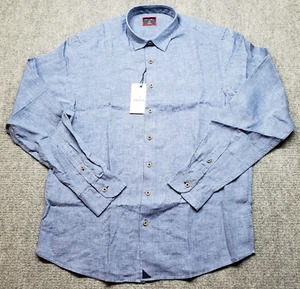 UNTUCKit Ravines Shirt Mens LT Regular Blue 100% Linen Long Sleeve New - Picture 1 of 10