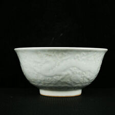 old China Porcelain Ming Dynasty White glazed blue and white cloud dragon bowl