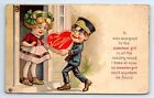 BOX CHOCOLATES Love Messenger VALENTINE Heart ANTIQUE Stecher Postcard 1922