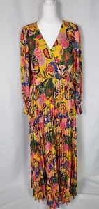 Womens Maxi Dress Small Avant Garde Pleated Wrap Maxi Bold Maximalist Boho - Picture 1 of 15
