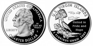 2009 S GEM BU PROOF US U.S VIRGIN ISLANDS STATE PR/PF US QUARTER UNC COIN#8095 - Picture 1 of 1