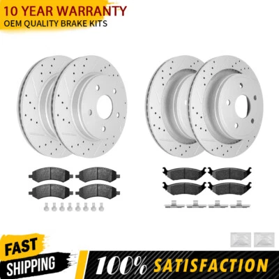 Pastillas de freno delanteras traseras perforadas para Dodge Ram 1500 Classic 2009-2019 2020 Foto 1 de 4