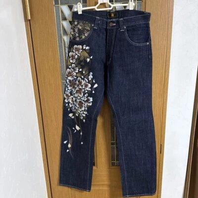 Pantalones de mezclilla Zen Night Cherry Blossom patrón japonés 32 pulgadas Foto 1 de 4