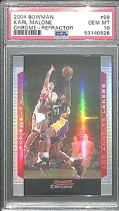 2004-05 Bowman Chrome Refractor #99 Karl Malone No 102 of 300 PSA 10 - Picture 1 of 2