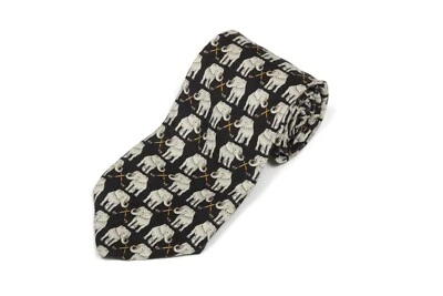 ARTEFACTOS DE MUSEO Espadas de elefante en corbata negra de seda para hombre Foto 1 de 4