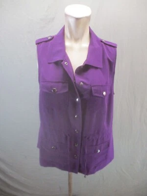 Christopher&Banks Size M Womens Purple Pocket Stretch Waist Snap Up Vest 891 - Image 1 of 4