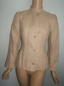 AKRIS PUNTO 6 SEXY BEIGE Baumwolle Leinen STRUKTUR Designer Damen Blazer Jacke - Bild 1 von 1