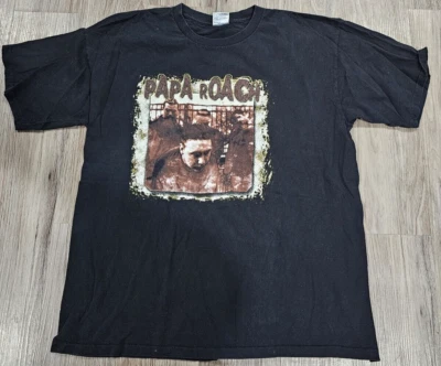 Vtg 2000 Papa Roach Tee Shirt Band Black Size XL Dated Single Stitch - Image 1 of 4