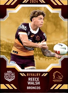 2024 Brisbane Broncos NRL TLA Special Edition Rivalry Card - Reece Walsh - Picture 1 of 3