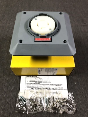 Hubbell HBL2430SR2 Twist-Lock Safety Shroud Receptacle 20A 480V 3 Pole 4 Wire - Image 1 of 4
