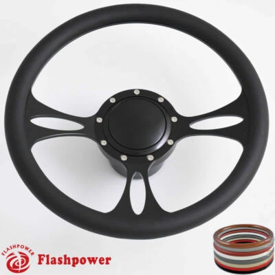 14'' Billet Steering Wheels Black Half Wrap Custom Safari Grand prix - Image 1 of 4