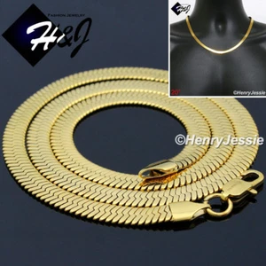 20"MEN's Stainless Steel 6mm Gold Plated Herringbone Chain Necklace*GN159 - Picture 1 of 4