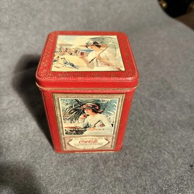 Coca Cola Advertising, Red Rectangle Tin Box Retro 1990's - Image 1 of 4