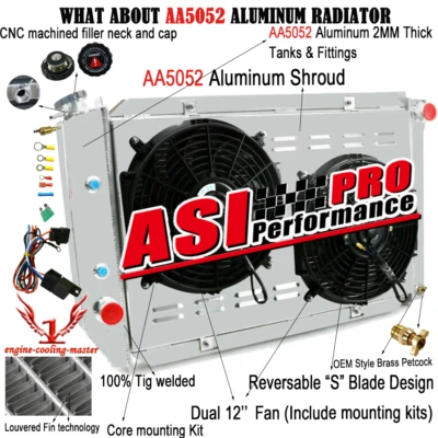 Ventilador de cubierta de radiador de 3 filas para Ford Mustang/Mercury Cougar V8 1971 1972 1973 Foto 1 de 4