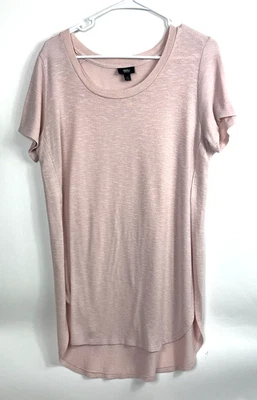 Женские Mossimo круглый вырез твердое пастель розовый короткий повседневный рукав высоты низкого подола L - Изображение 1 из 4