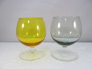 Juego de 2 mini vasos de chupito vintage tintados ámbar y gris brandy sniffer - Imagen 1 de 8
